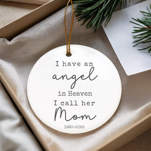 Custom Mom Memorial Ornament, Personalized Remembrance Gift, Loss of Mother Sympathy Ornament, Angel in Heaven Christmas Keepsake