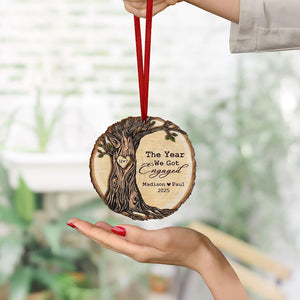 Personalized Engaged Gift, Engagement Wood Christmas Ornament, Engagement Ornament with Names & Date, Newlywed Gift For Couple, Couple Gifts