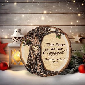 Personalized Engaged Gift, Engagement Wood Christmas Ornament, Engagement Ornament with Names & Date, Newlywed Gift For Couple, Couple Gifts