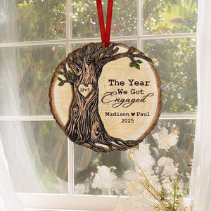 Personalized Engaged Gift, Engagement Wood Christmas Ornament, Engagement Ornament with Names & Date, Newlywed Gift For Couple, Couple Gifts