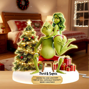 Personalized Mischievous Green Couples Acrylic Ornament, Gifts For Young Couples, Christmas Gift, Anniversary Gift, Ornament Keepsake