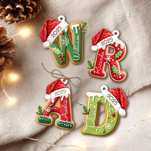 Personalized Name Letter Ornament, 2025 Custom Christmas Ornament with Name, Personalized A-Z Letter Ornaments for Christmas Tree Decor.