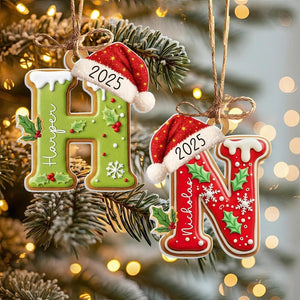 Personalized Name Letter Ornament, 2025 Custom Christmas Ornament with Name, Personalized A-Z Letter Ornaments for Christmas Tree Decor.