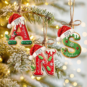 Personalized Name Letter Ornament, 2025 Custom Christmas Ornament with Name, Personalized A-Z Letter Ornaments for Christmas Tree Decor.
