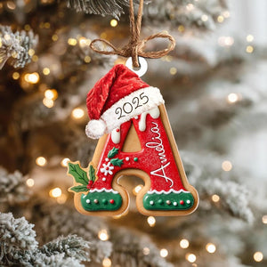 Personalized Name Letter Ornament, 2025 Custom Christmas Ornament with Name, Personalized A-Z Letter Ornaments for Christmas Tree Decor.