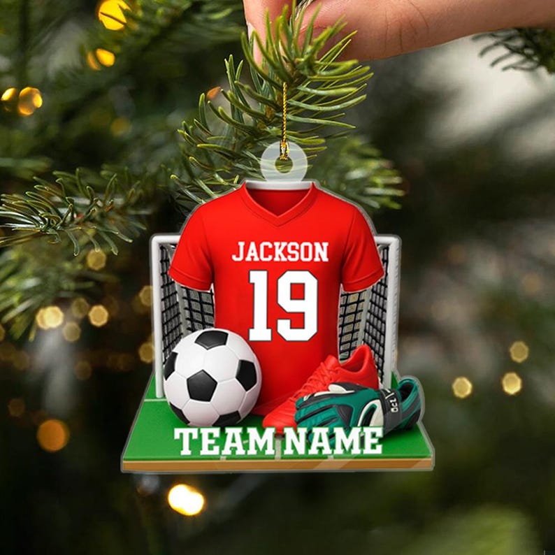 Personalized Soccer Player Ornament, Sport Christmas Ornament, Soccer Fan Gift, Soccer Team Gift, Soccer Coach Gift, Team Christmas Gifts