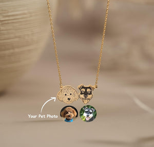 Custom Pet Portrait Necklace, Pet Memorial Jewelry, Pet Name Necklace, Engraved Necklace, Dog & Cat Necklace, Women Necklace, Gift for Her