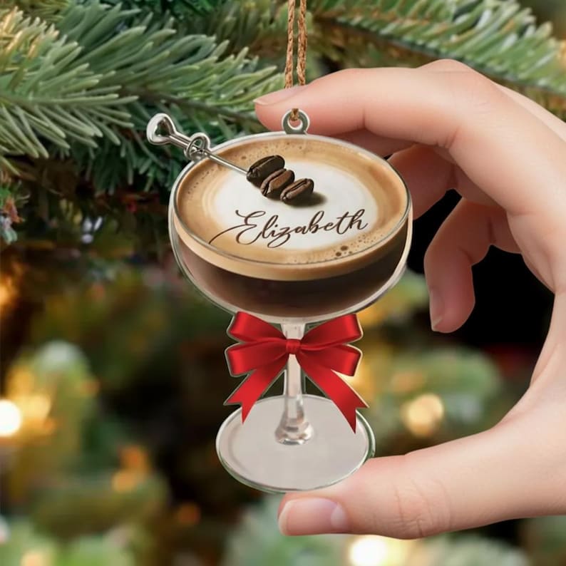 Personalized Espresso Martini Christmas Ornament, Espresso Martini Ornament, Holiday Ornament, Espresso Martini Gift, Cocktail Lover Gift