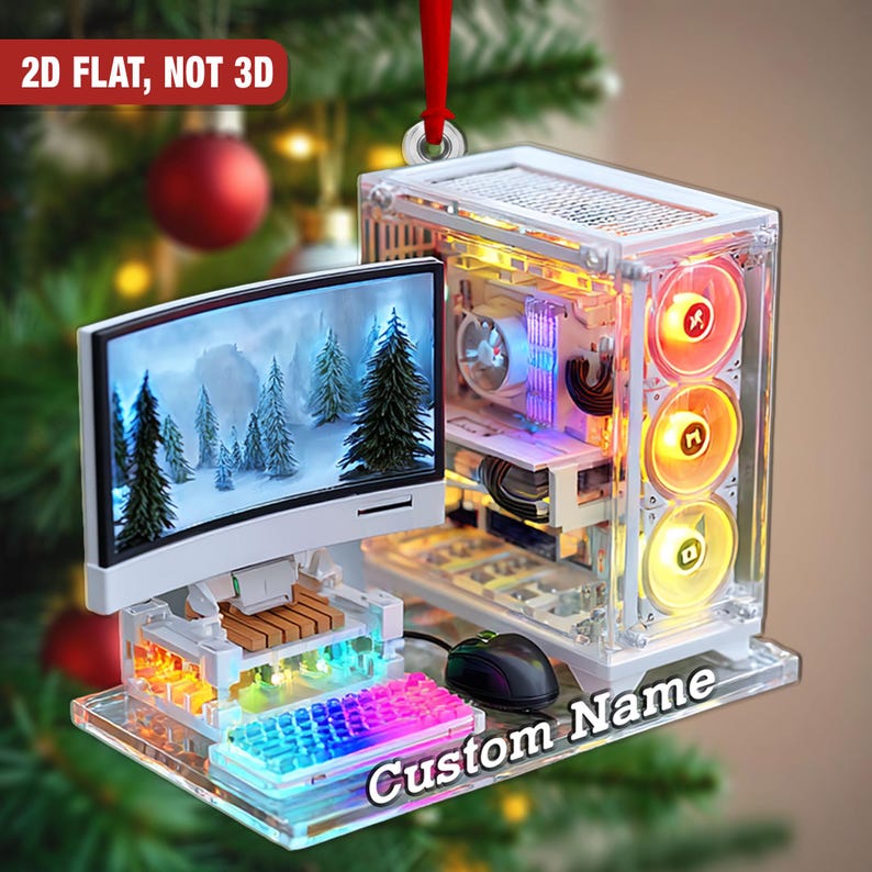 Personalized Gaming PC Ornament Custom Computer Christmas Tree Decoration For Tech Lovers
