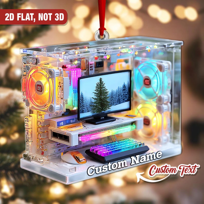 Personalized Gaming PC Ornament Custom Computer Christmas Tree Decoration For Tech Lovers