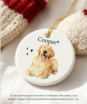 Personalized Watercolor Pet Photo Ornament Custom Dog or Cat Memorial Keepsake
