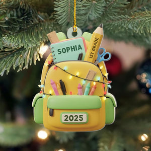 Personalized Kids School Backpack Ornament, Back To School Gift For Kids & Teachers, Custom School Bag Christmas Ornament, Graduation Gift