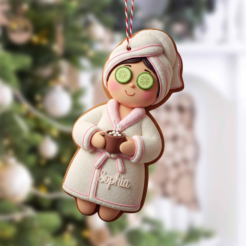 Custom Spa Girl Gingerbread Ornament, Custom Cosmetics Ornament Christmas Decor, Beauty Gift, Gift For Her