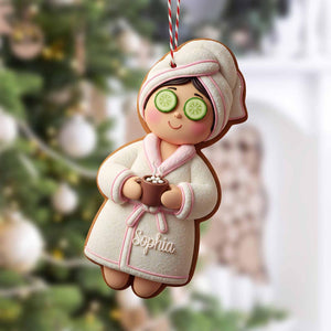 Custom Spa Girl Gingerbread Ornament, Custom Cosmetics Ornament Christmas Decor, Beauty Gift, Gift For Her