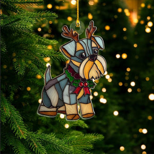 Merry Paws French Bulldog 2D FLAT Acrylic Ornament, Stained Effect Ornament, Holiday Tree Decoration Gift for Pet Lovers and Dog Owners