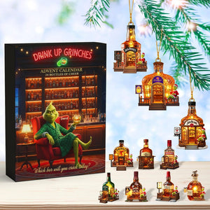 Christmas Green Character Advent Calendar 2025, 24 Bottles Of Cheer, Holiday Vehicle Countdown Box, 24 Mini Ornament.