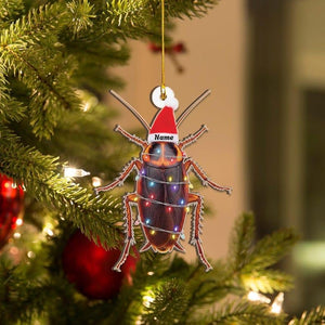 Funny Personalized Cockroach Christmas Ornament, Unique Insect Lover Gift, Custom Name Acrylic Holiday Gag Decor, Quirky Xmas Tree Charm