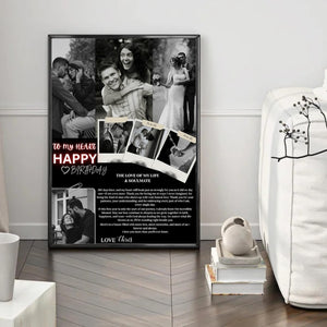 Custom Couples Photo Card Print, Anniversary Keepsake Canvas, Romantic One-Year Gift for Him or Her