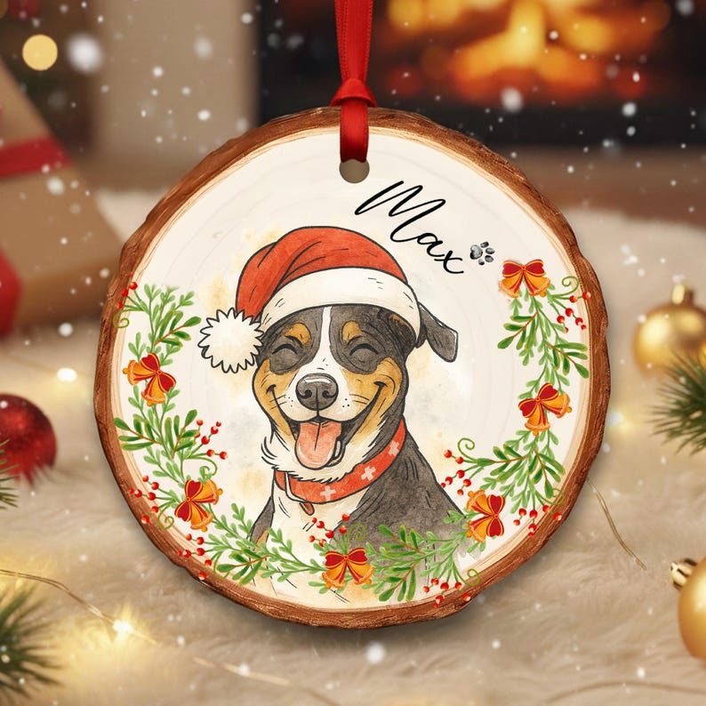 Personalized Wooden Watercolor Pet Photo Ornament, Custom Memorial Keepsake, Pet Portrait Keepsake, Dog Lover Gift Cat Mom Gift, Loss Of Pet