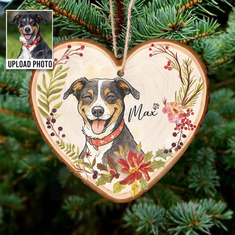 Personalized Wooden Watercolor Pet Photo Ornament, Custom Memorial Keepsake, Pet Portrait Keepsake, Dog Lover Gift Cat Mom Gift, Loss Of Pet