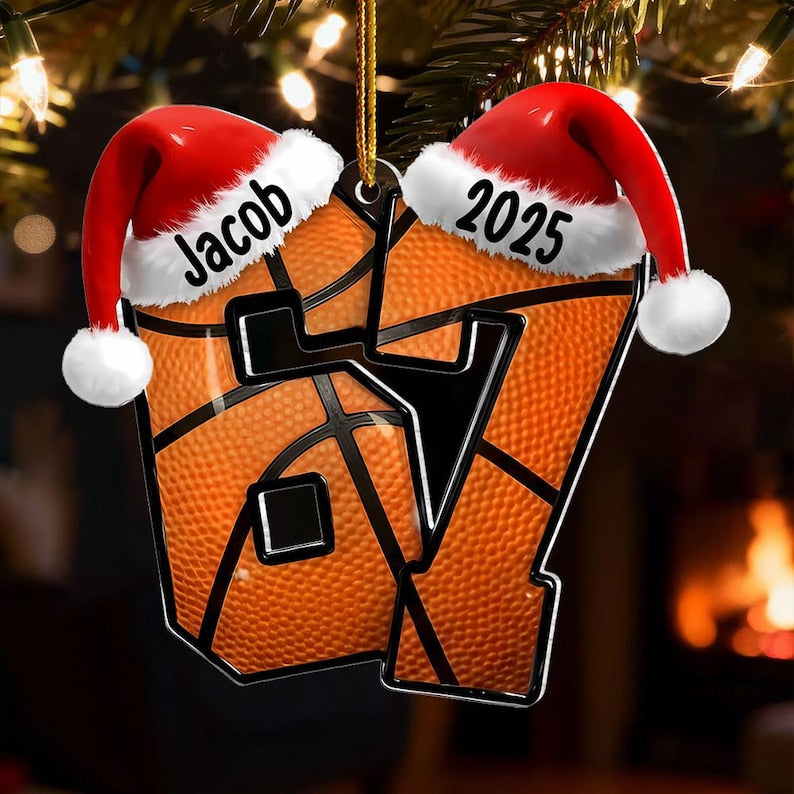 Custom Name 67 Sport Acrylic Ornament, Soccer Baseball Volleyball Basketball Ornament, Six Seven Ornament Gen Alpha Humor, 67 Meme Ornament