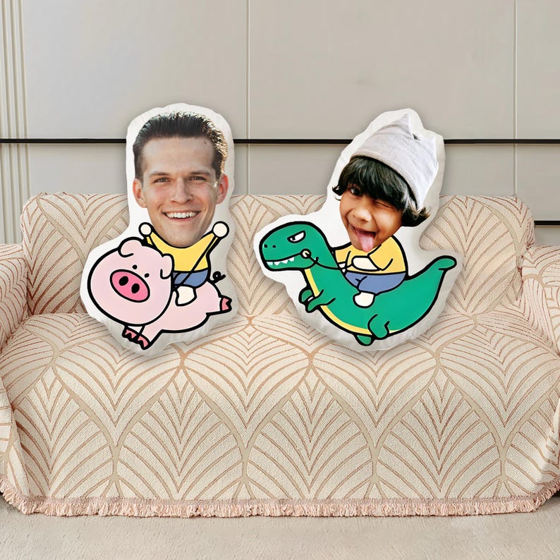 Custom Face Pillow : Personalized Photo Throw Pillow Funny Couple Gift.