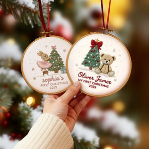 Custom Embroidered Baby Name Ornament, Monogrammed Baby First Christmas Keepsake, Nursery Holiday Decor, Newborn Gift For Christmas 2025