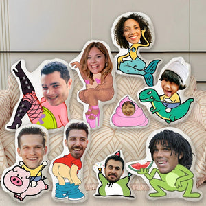 Custom Face Pillow : Personalized Photo Throw Pillow Funny Couple Gift.