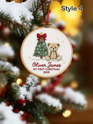 Custom Embroidered Baby Name Ornament, Monogrammed Baby First Christmas Keepsake, Nursery Holiday Decor, Newborn Gift For Christmas 2025