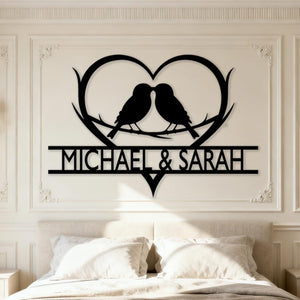 Personalized Wedding Anniversary Metal Sign, Custom Infinity Birds Metal Wall Art, Couple Names Decor, Wedding anniversary gift for parents