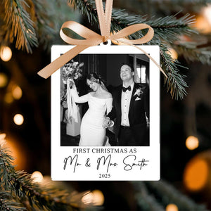Our First Christmas Married Ornament 2025, Custom Couple Photo Ornament, Newlywed Gifts, Mr & Mrs Ornament, Our First Christmas Together