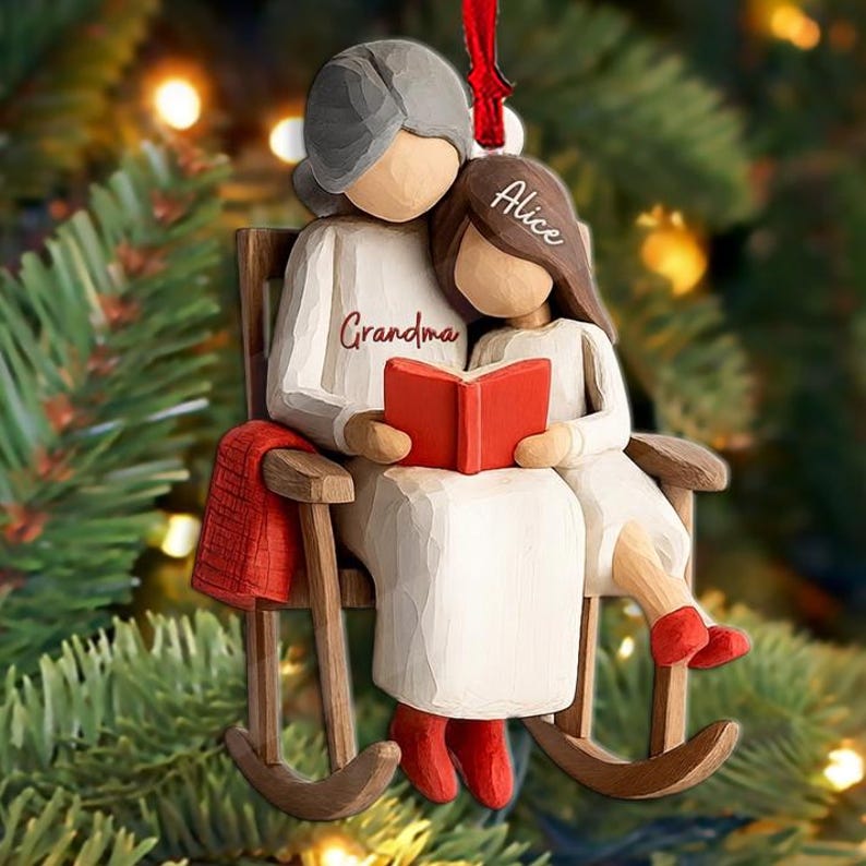 Custom Grandma Story Grandkids Ornament, Grandparent Christmas Keepsake, Heartfelt Xmas Gift from kids for family, Gifts for Mom 2D Wood