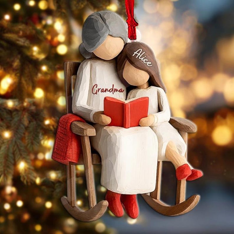 Custom Grandma Story Grandkids Ornament, Grandparent Christmas Keepsake, Heartfelt Xmas Gift from kids for family, Gifts for Mom 2D Wood