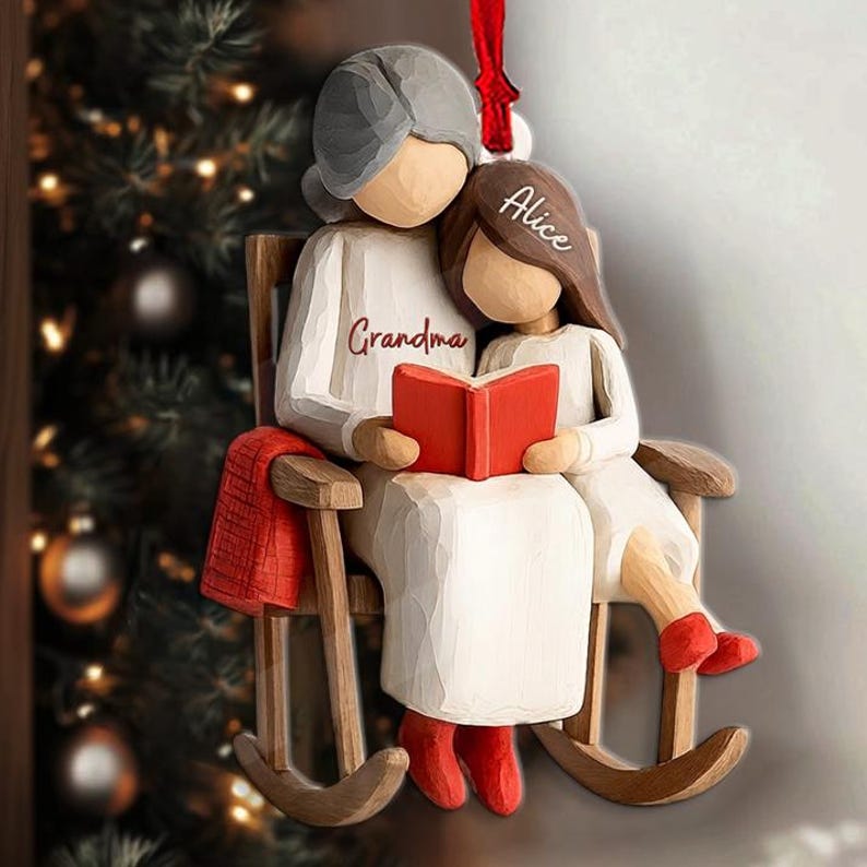 Custom Grandma Story Grandkids Ornament, Grandparent Christmas Keepsake, Heartfelt Xmas Gift from kids for family, Gifts for Mom 2D Wood