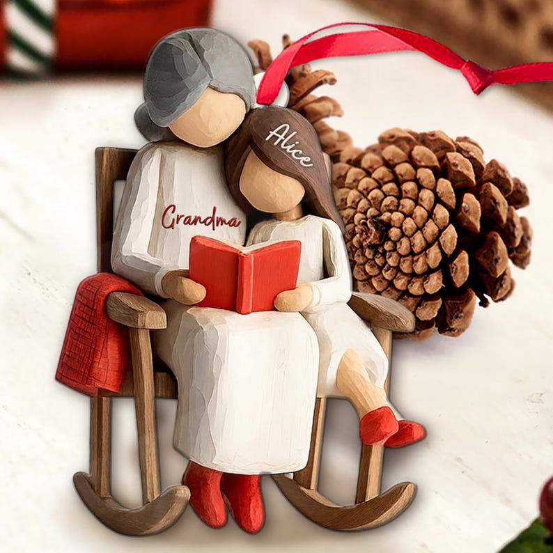 Custom Grandma Story Grandkids Ornament, Grandparent Christmas Keepsake, Heartfelt Xmas Gift from kids for family, Gifts for Mom 2D Wood