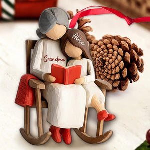 Custom Grandma Story Grandkids Ornament, Grandparent Christmas Keepsake, Heartfelt Xmas Gift from kids for family, Gifts for Mom 2D Wood