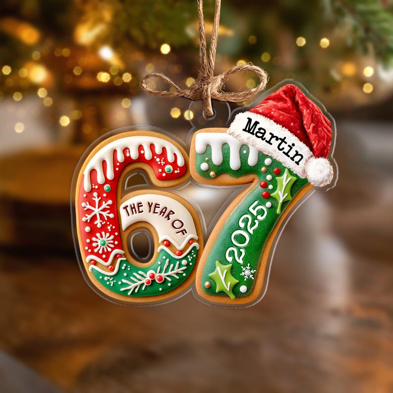 Custom Name Six Seven Ornament, Funny 6 7 Christmas Ornament, Kids Christmas Ornament, Gen Alpha Humor Ornament, Christmas Tree Decor