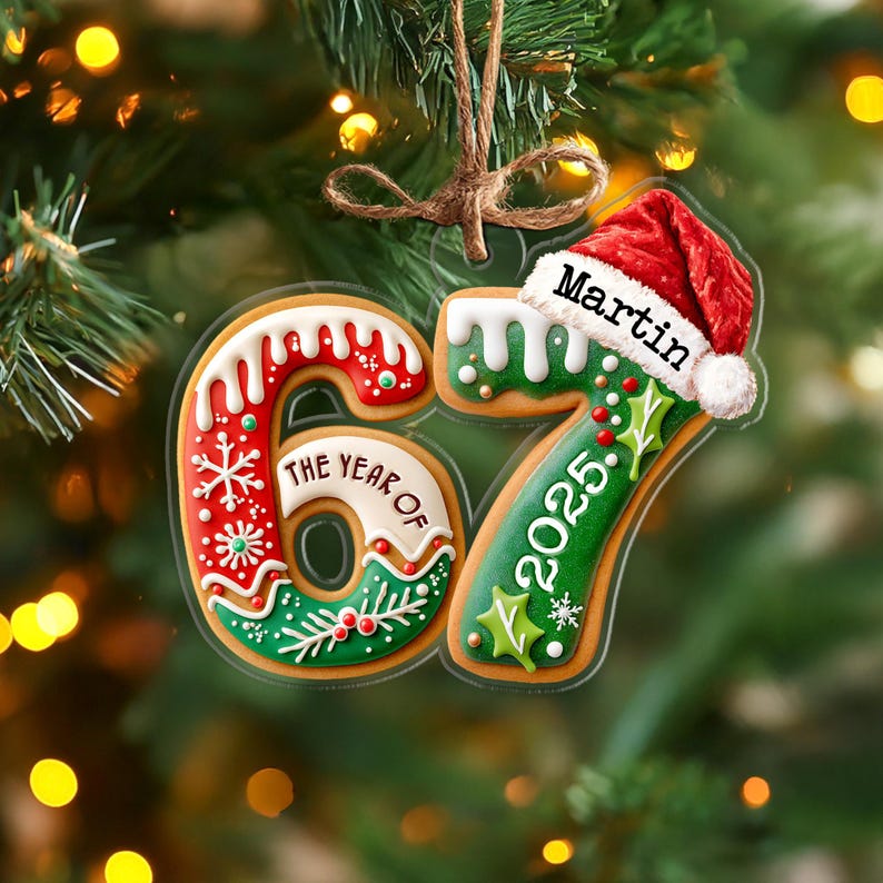Custom Name Six Seven Ornament, Funny 6 7 Christmas Ornament, Kids Christmas Ornament, Gen Alpha Humor Ornament, Christmas Tree Decor