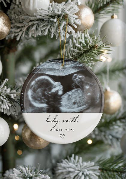 Baby Ultrasound Ornament Personalized Ultrasound Photo Christmas Ornament Sonogram Ornament With Picture Grandparent Pregnancy Announcement