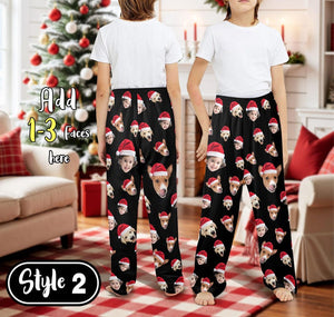 Personalized Face Kid Pajama Pants, Custom Photo Xmas Pajamas, Children Christmas Gift