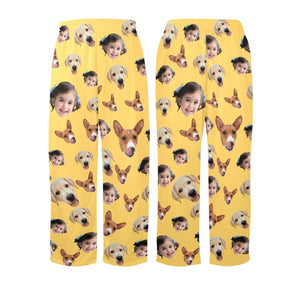 Personalized Face Kid Pajama Pants, Custom Photo Xmas Pajamas, Children Christmas Gift