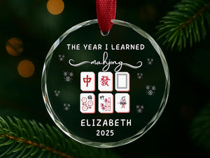 Mahjong Glass Ornament, Personalized Mahjong Lover Christmas Ornament, New Mahjong Hobby Gift, Mahjong Group Gift 2025, Game Night Keepsake