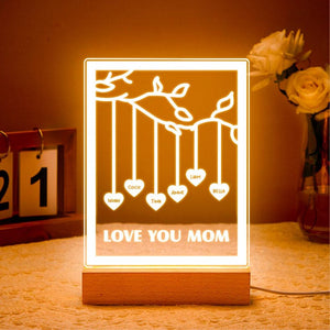 Personalized Mom Gift With Kids Names LED Night Light, Custom Family Tree Love You Mom Lamp, Birthday Gift For Mother From Daughter Son Decor