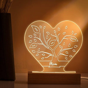 Personalized Family Tree LED Night Light, Custom Names Gift For Mom Lamp, Mother's Day Gift From Daughter Son Night Light, Family Keepsake