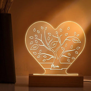 Personalized Family Tree LED Night Light, Custom Names Gift For Mom Lamp, Mother's Day Gift From Daughter Son Night Light, Family Keepsake
