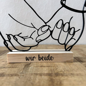 Personalized Wedding & Anniversary Gift | Line Art Decor | 3D Printed Hands Standee | Valentine's Day Couple Gift with Names