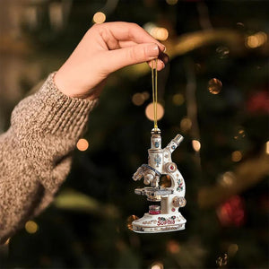 Personalized Microscope Ornament, Custom Science Christmas Ornament, Lab Technician Gift, Biology Teacher Decor, Science Lab Ornament