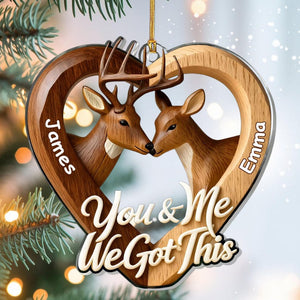Personalized Deer Couple Heart Ornament Custom Names Romantic Love Keepsake You and Me We Got This Rustic Christmas Gift for Couples 2025