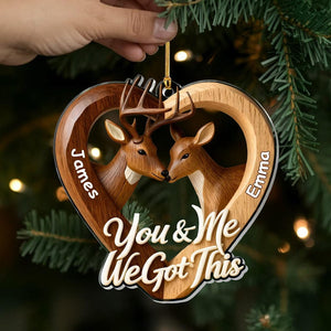 Personalized Deer Couple Heart Ornament Custom Names Romantic Love Keepsake You and Me We Got This Rustic Christmas Gift for Couples 2025