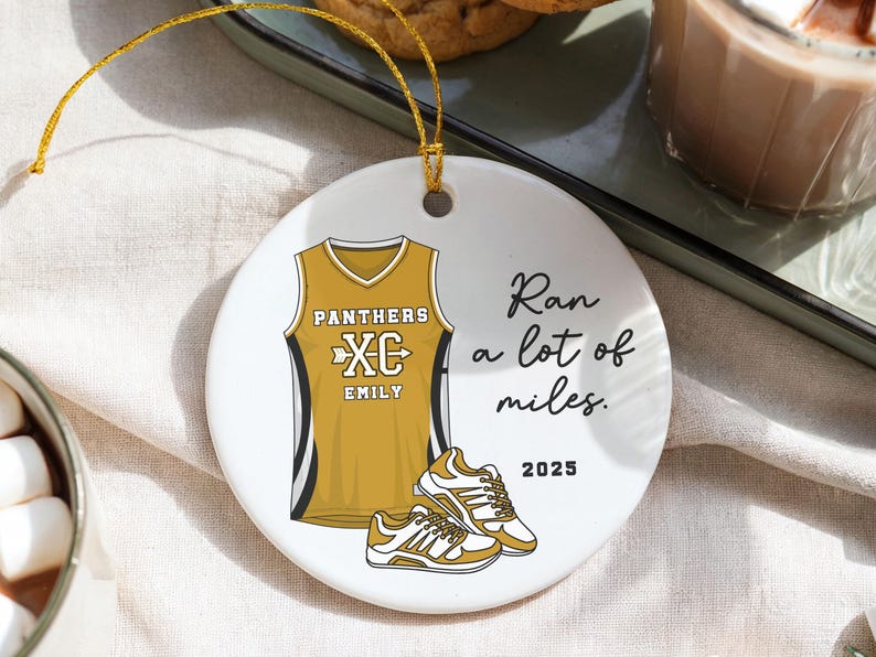 Personalized Cross Country Ornament, Custom Running Keepsake, Ran a lot of Miles Ornament, Gift for Marathon Runner, Track Senior Night Gift